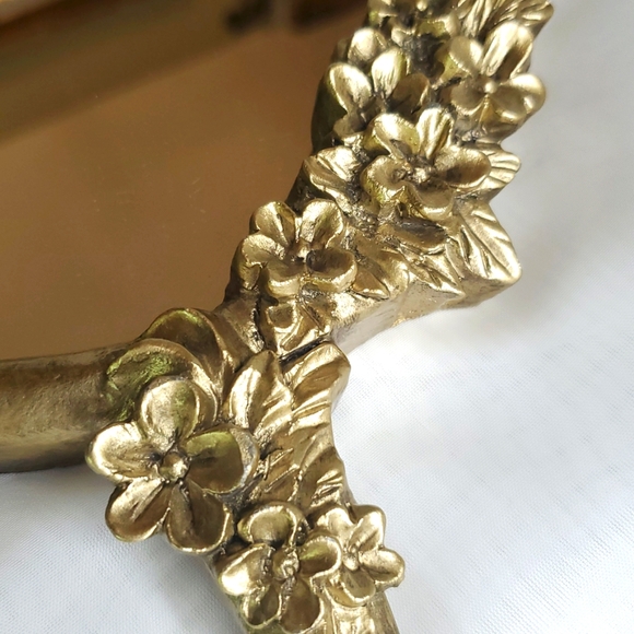 Floral Gold‎ Tone Hand Mirror - Picture 5 of 8